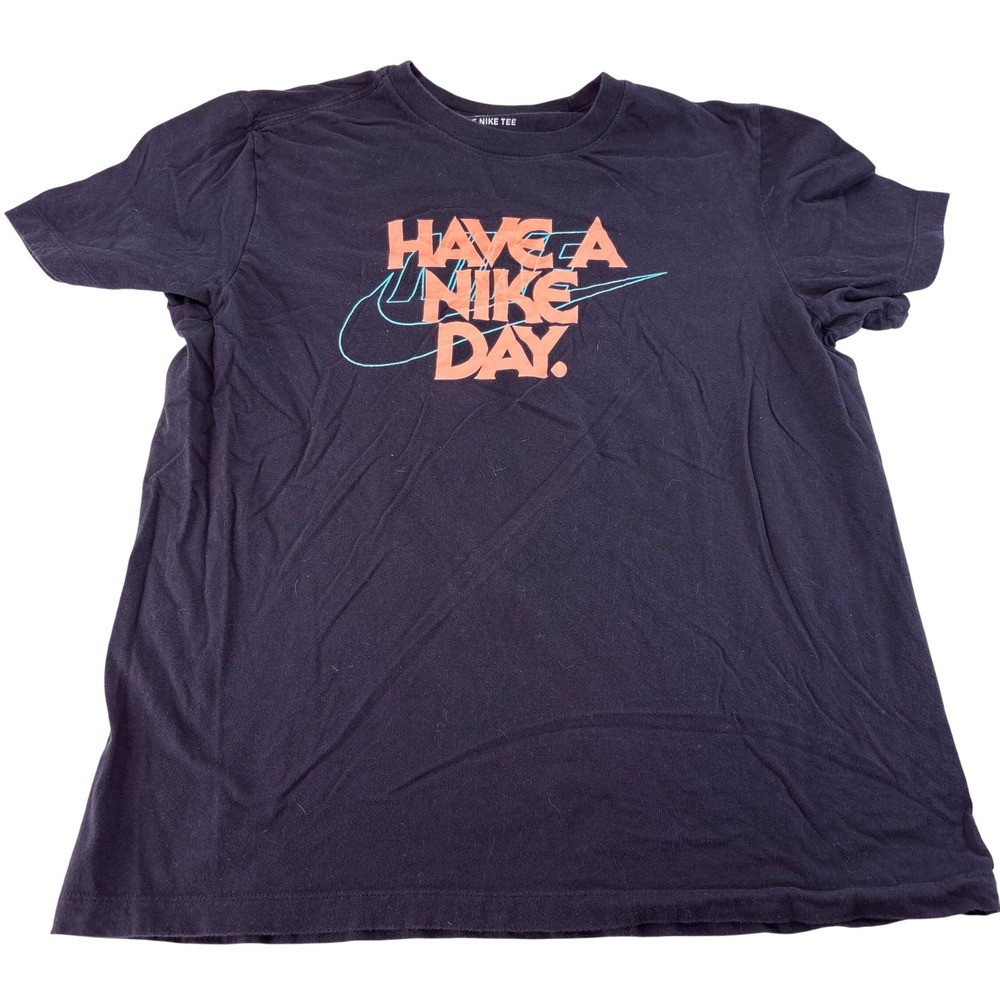 Nike Mens Have A Nike Day Graphic T-Shirt Black‎ Orange Teal Large AR5061-011